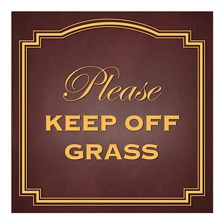 Cgsignlab | אנא שמור על דשא -חום -קלאסי נצמד חלון | 12 x12